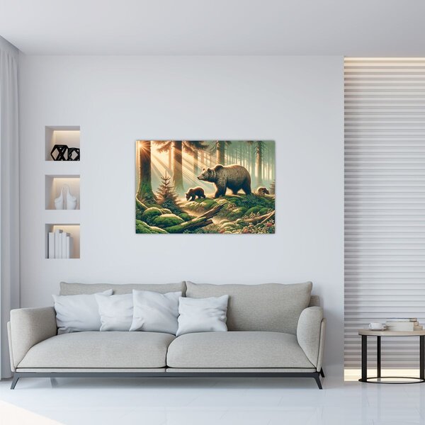 Slika - Medvjedi u šumi (90x60 cm)