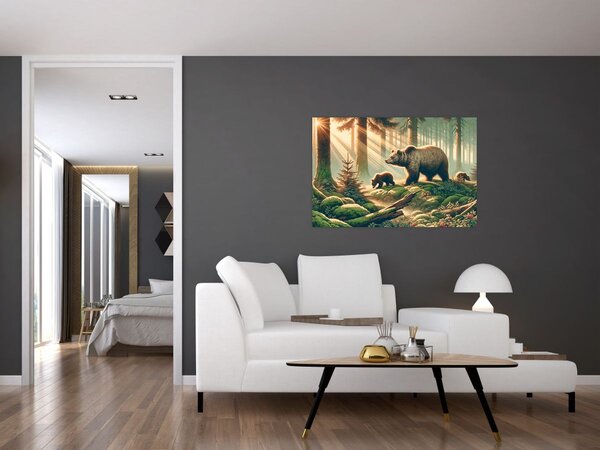 Slika - Medvjedi u šumi (90x60 cm)