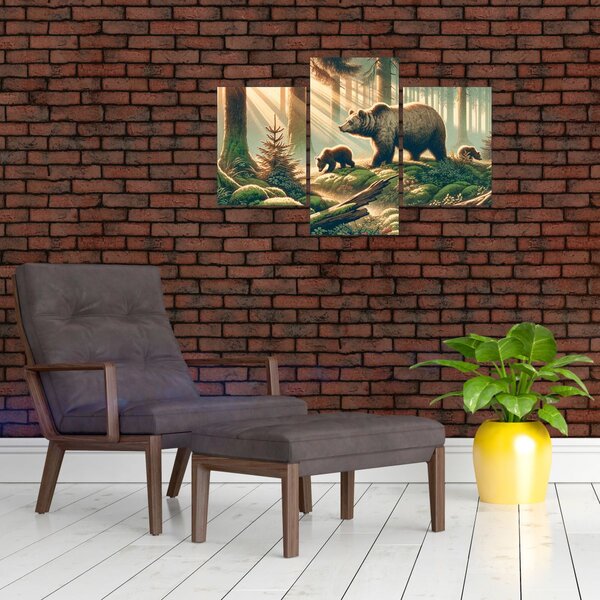 Slika - Medvjedi u šumi (90x60 cm)