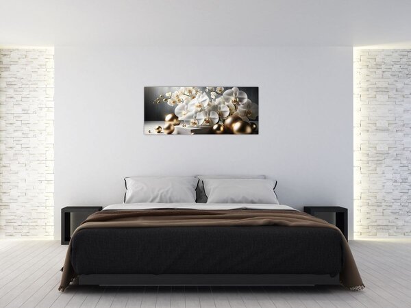 Slika - Orhideja i zlatne kugle (120x50 cm)
