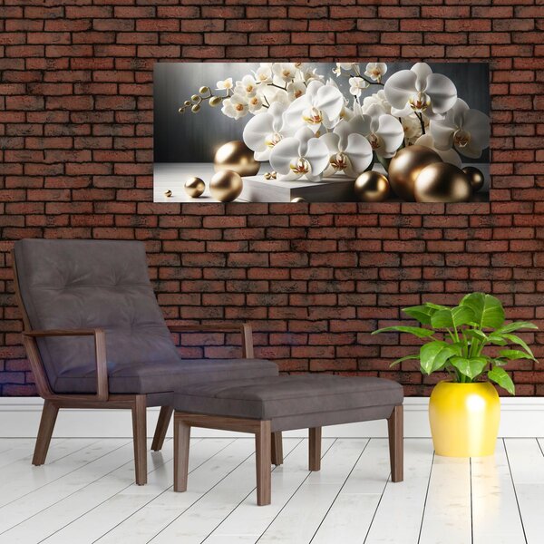 Slika - Orhideja i zlatne kugle (120x50 cm)