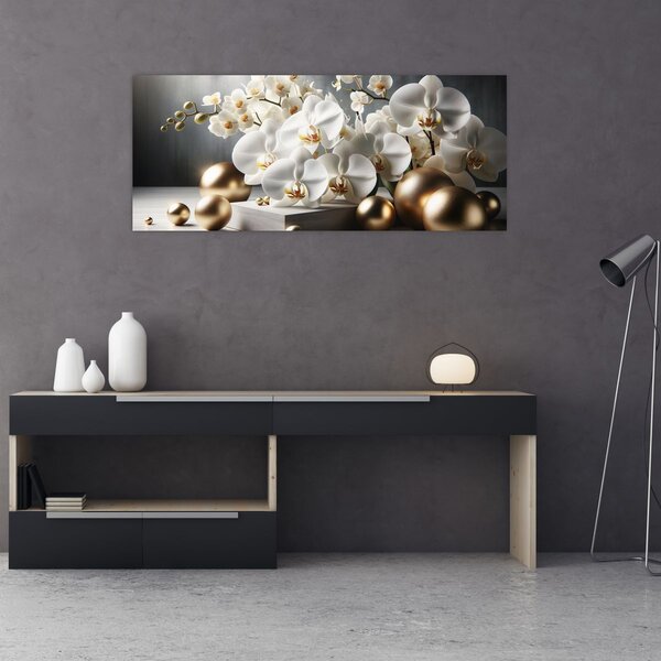 Slika - Orhideja i zlatne kugle (120x50 cm)