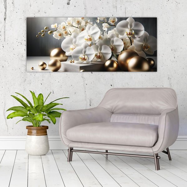 Slika - Orhideja i zlatne kugle (120x50 cm)