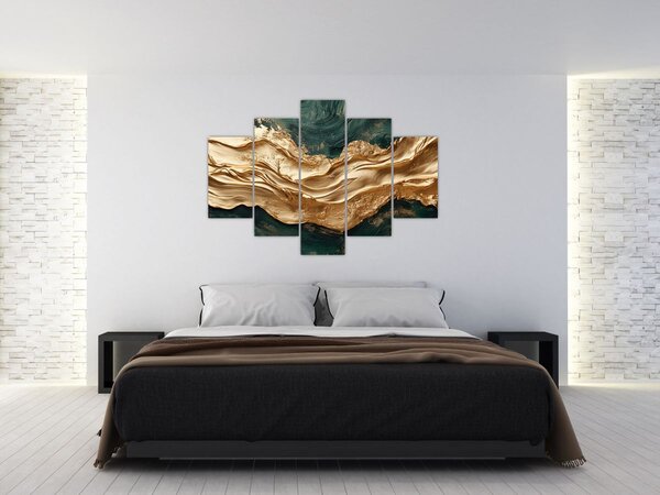 Slika - Zelena apstrakcija sa zlatom II. (150x105 cm)