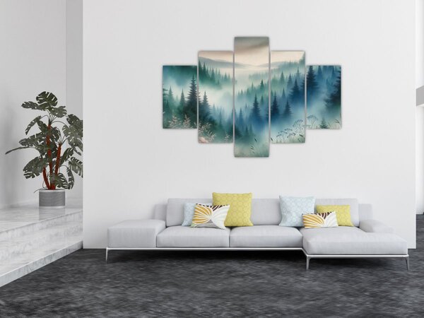 Slika - Šumski krajolik s maglom (150x105 cm)