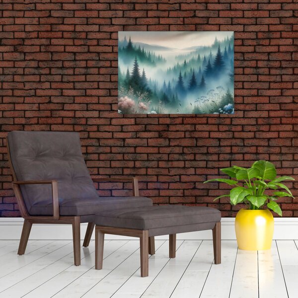Slika - Šumski krajolik s maglom (70x50 cm)