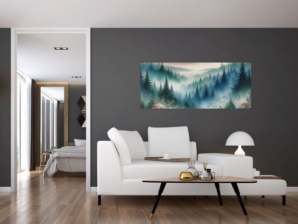 Slika - Šumski krajolik s maglom (120x50 cm)