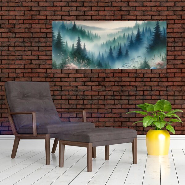 Slika - Šumski krajolik s maglom (120x50 cm)