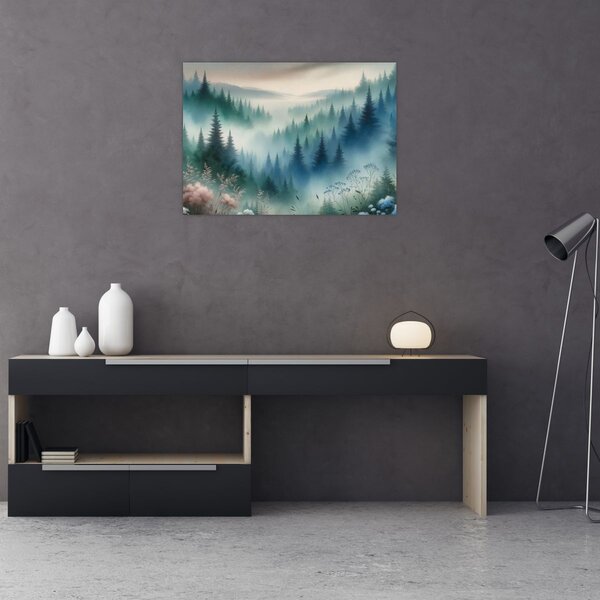 Slika - Šumski krajolik s maglom (70x50 cm)