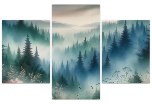 Slika - Šumski krajolik s maglom (90x60 cm)