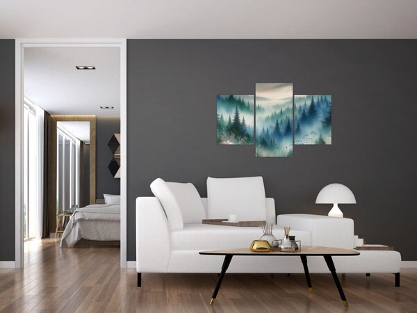 Slika - Šumski krajolik s maglom (90x60 cm)