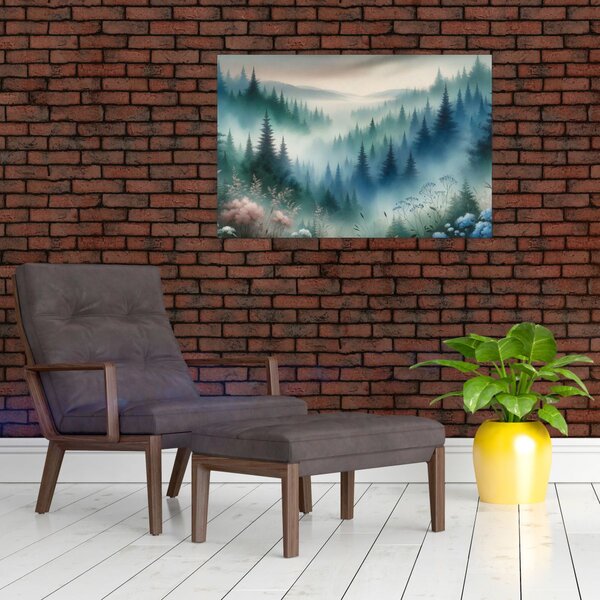 Slika - Šumski krajolik s maglom (90x60 cm)