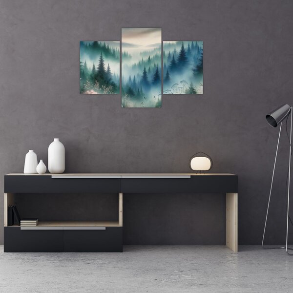 Slika - Šumski krajolik s maglom (90x60 cm)