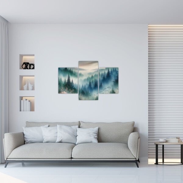 Slika - Šumski krajolik s maglom (90x60 cm)