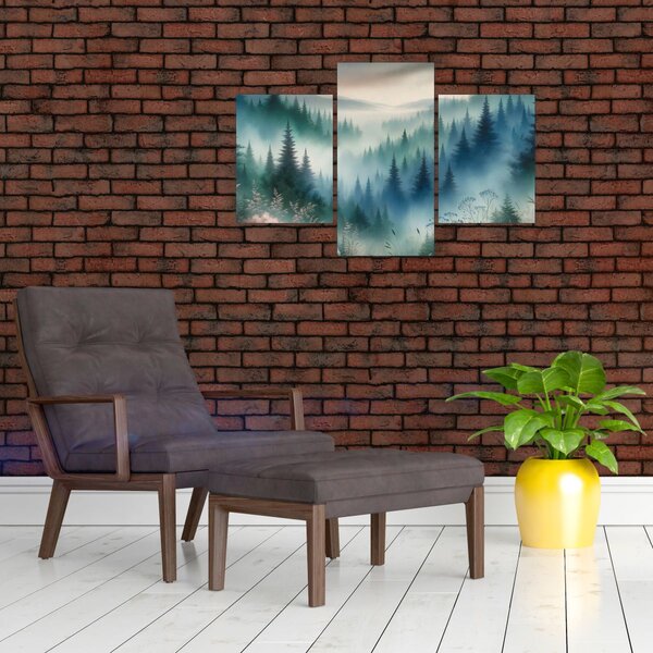 Slika - Šumski krajolik s maglom (90x60 cm)
