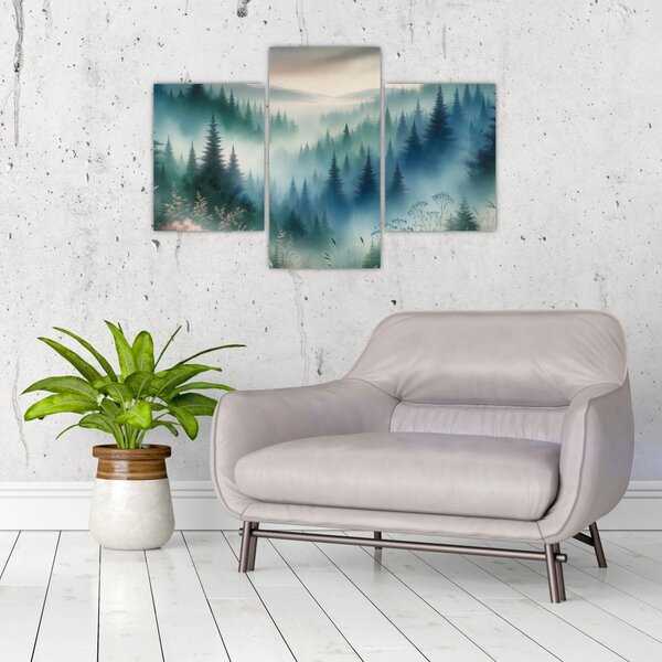 Slika - Šumski krajolik s maglom (90x60 cm)