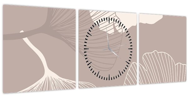 Slika - Bež lišće N⁰1 (sa satom) (90x30 cm)
