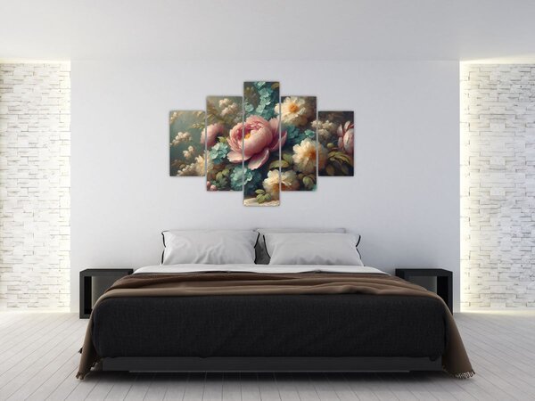Slika - Prirodna mrtva s cvijećem - slika (150x105 cm)