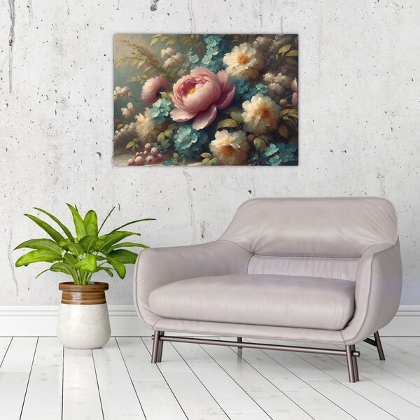 Slika - Prirodna mrtva s cvijećem - slika (70x50 cm)