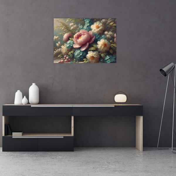 Slika - Prirodna mrtva s cvijećem - slika (70x50 cm)