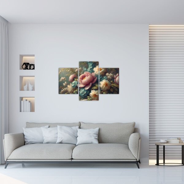 Slika - Prirodna mrtva s cvijećem - slika (90x60 cm)