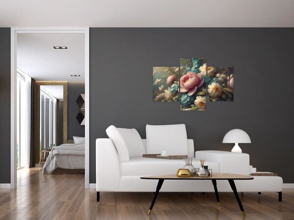 Slika - Prirodna mrtva s cvijećem - slika (90x60 cm)