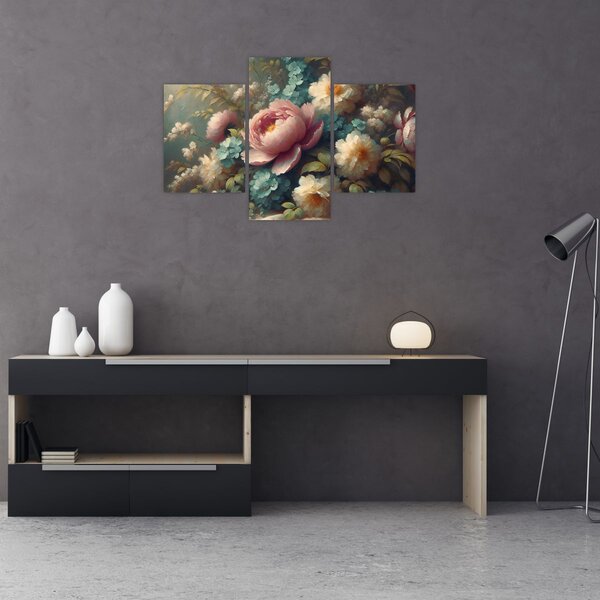 Slika - Prirodna mrtva s cvijećem - slika (90x60 cm)