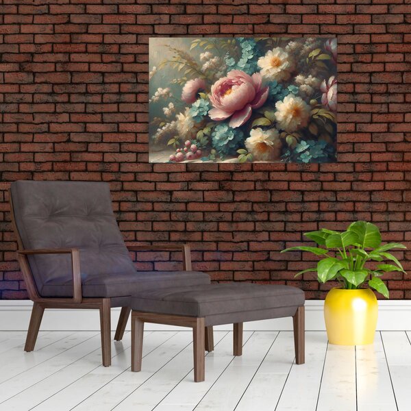 Slika - Prirodna mrtva s cvijećem - slika (90x60 cm)
