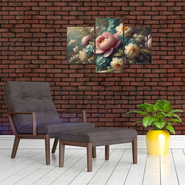 Slika - Prirodna mrtva s cvijećem - slika (90x60 cm)