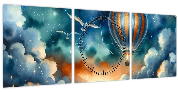 Slika - Let pod noćnim nebom (sa satom) (90x30 cm)