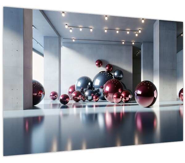 Slika - 3D prostor s kuglama II. (90x60 cm)