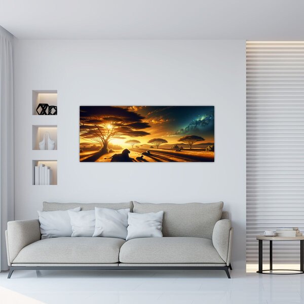 Slika - Lavovi u odmoru (120x50 cm)