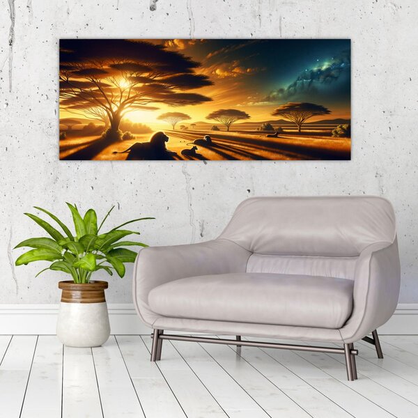 Slika - Lavovi u odmoru (120x50 cm)