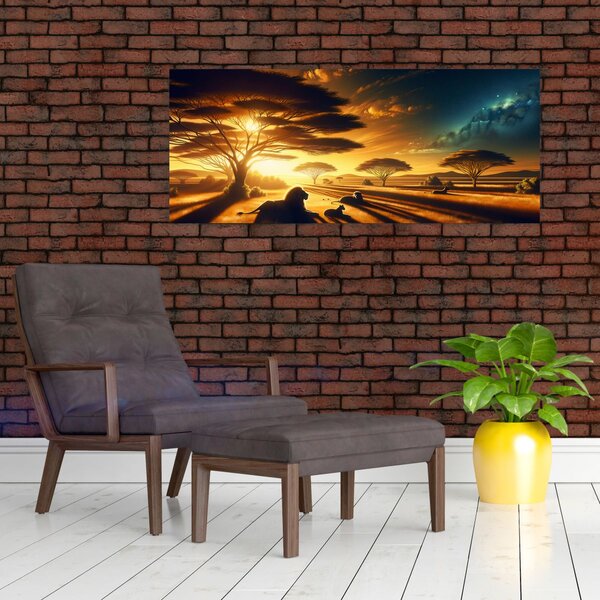 Slika - Lavovi u odmoru (120x50 cm)
