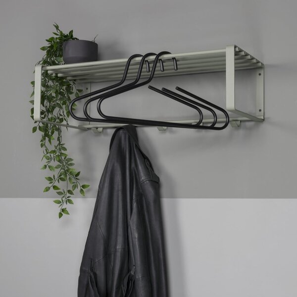Prljavo zelena metalna zidna vješalica s policom 70 cm Rex – Spinder Design