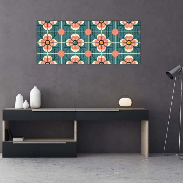 Slika - Retro uzorak s cvijećem (120x50 cm)