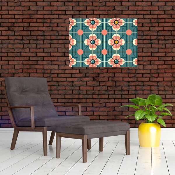 Slika - Retro uzorak s cvijećem (70x50 cm)