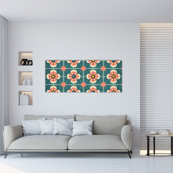 Slika - Retro uzorak s cvijećem (120x50 cm)