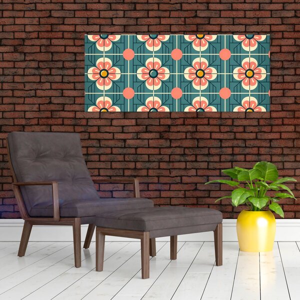 Slika - Retro uzorak s cvijećem (120x50 cm)