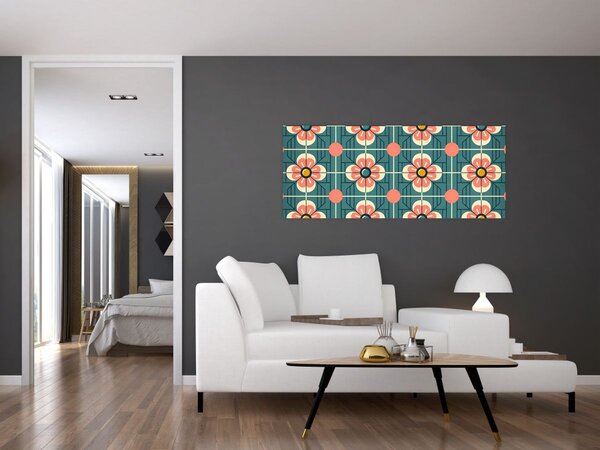 Slika - Retro uzorak s cvijećem (120x50 cm)