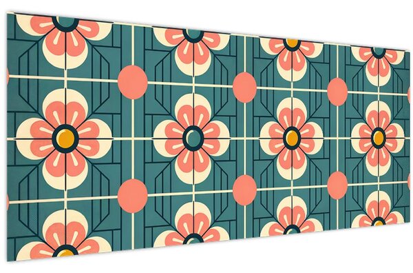 Slika - Retro uzorak s cvijećem (120x50 cm)
