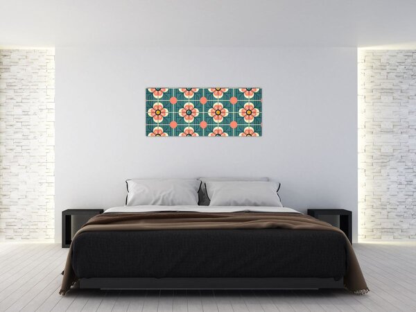 Slika - Retro uzorak s cvijećem (120x50 cm)