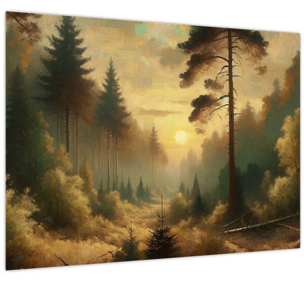 Slika - Sunce koje sja kroz šumu (70x50 cm)