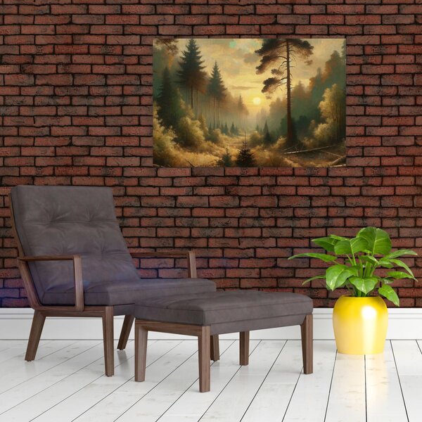 Slika - Sunce koje sja kroz šumu (90x60 cm)