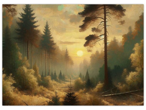 Slika - Sunce koje sja kroz šumu (70x50 cm)
