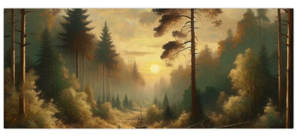 Slika - Sunce koje sja kroz šumu (120x50 cm)