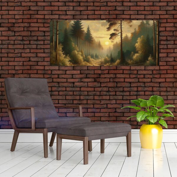 Slika - Sunce koje sja kroz šumu (120x50 cm)