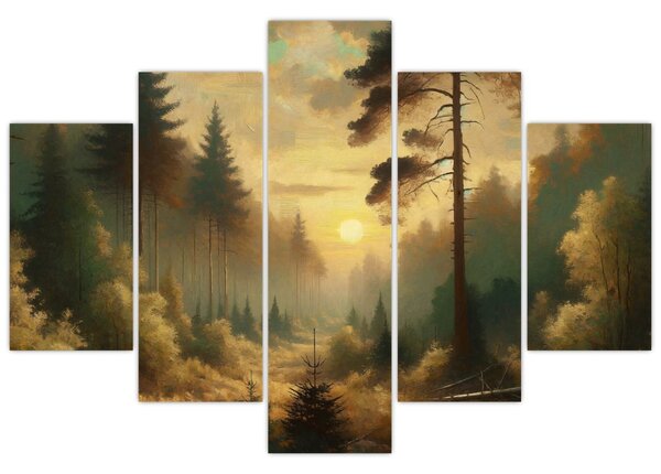 Slika - Sunce koje sja kroz šumu (150x105 cm)