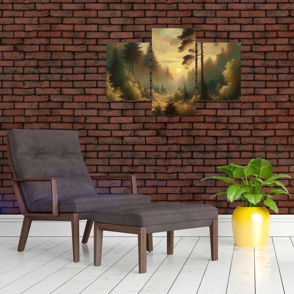 Slika - Sunce koje sja kroz šumu (90x60 cm)