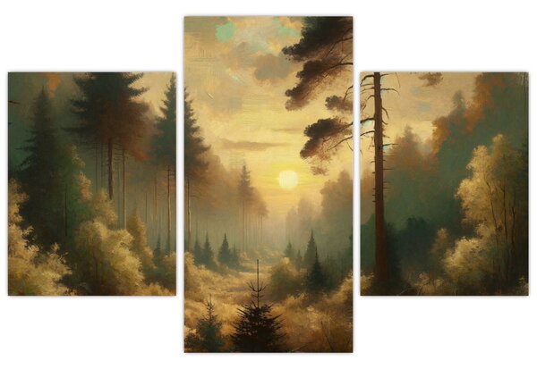 Slika - Sunce koje sja kroz šumu (90x60 cm)